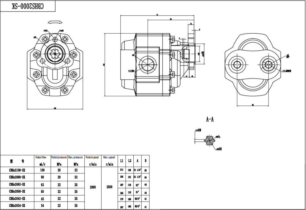 CBHST1-UNI-63 63 سم مكعب/لفة مضخة التروس الهيدروليكية drawing image