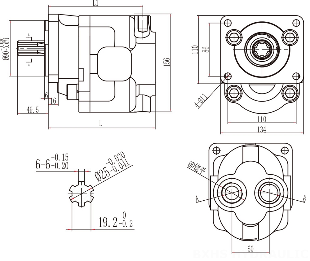 CBHS-F550 50 سم مكعب/لفة مضخة التروس الهيدروليكية drawing image