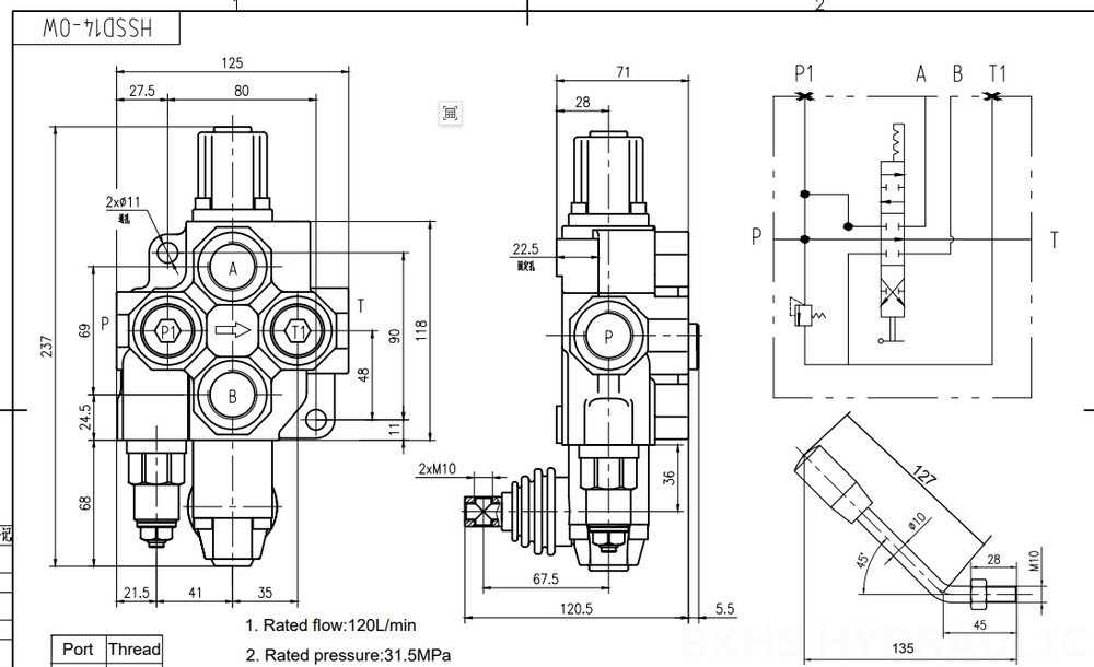 SD14 يدوي صمام 1 صمام اتجاهي كتلة واحدة drawing image