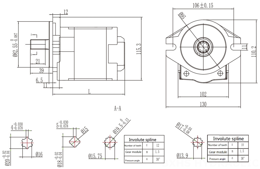 CBHS-F532 32 سم مكعب/لفة مضخة التروس الهيدروليكية drawing image