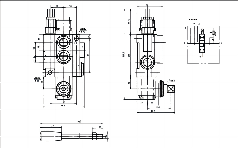 P40-G12-YW يدوي صمام 1 صمام اتجاهي كتلة واحدة drawing image