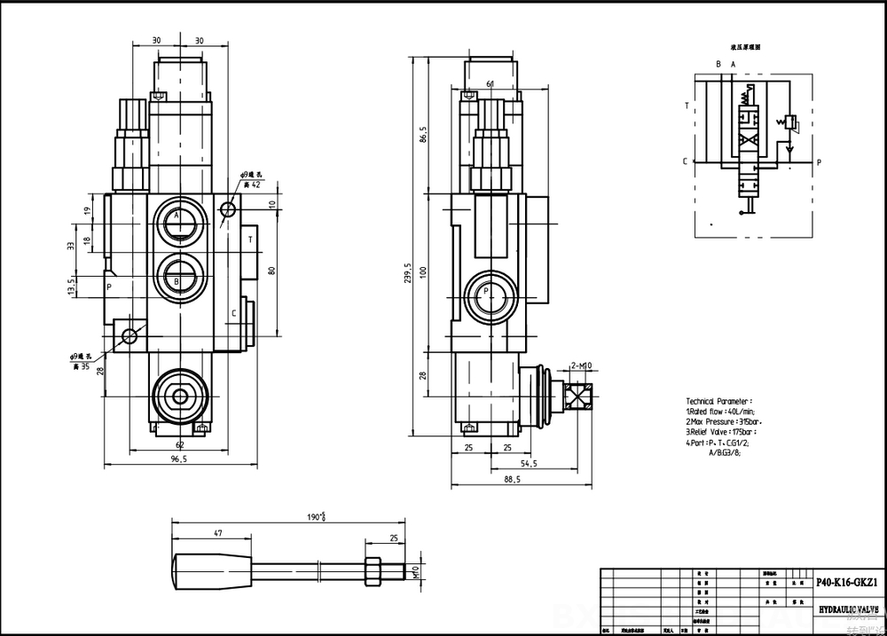 P80-G12-1OW يدوي صمام 1 صمام اتجاهي كتلة واحدة drawing image