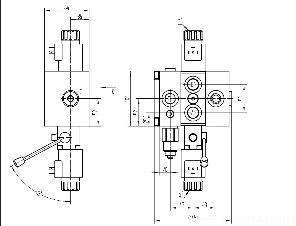 DCV58 ملف لولبي صمام 1 صمام اتجاهي قطاع drawing image