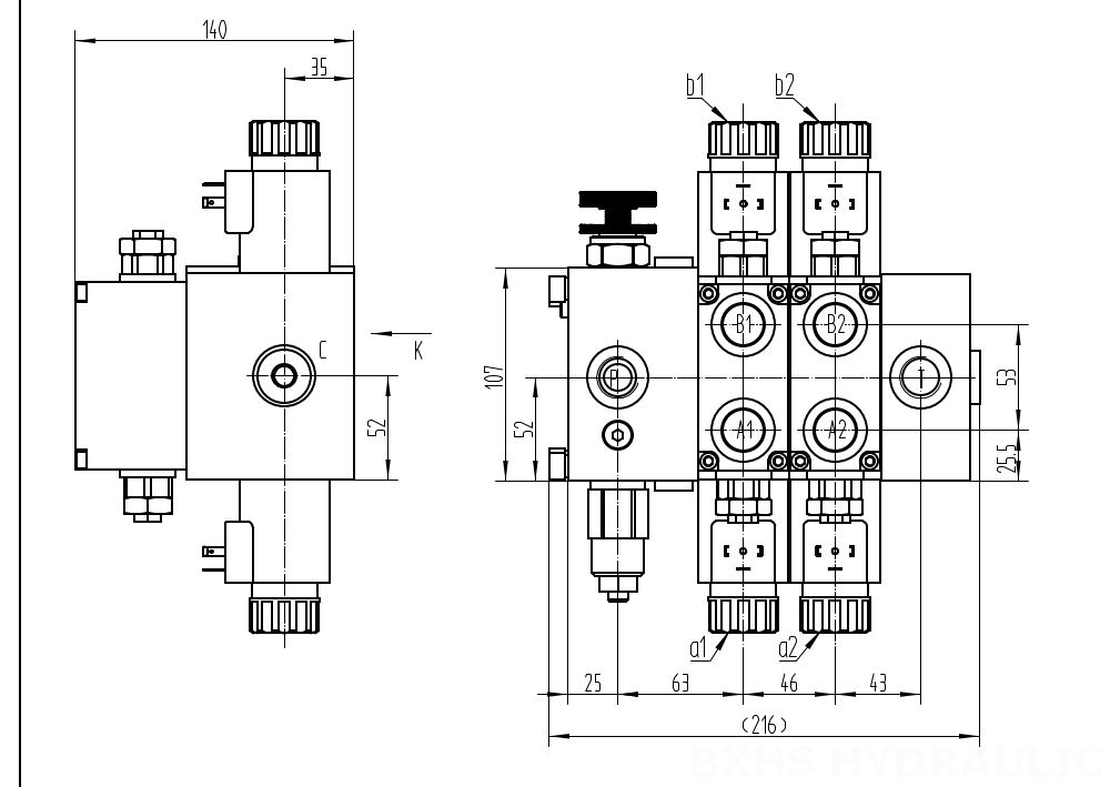 DCV58F ملف لولبي صمام 2 صمام اتجاهي قطاع drawing image