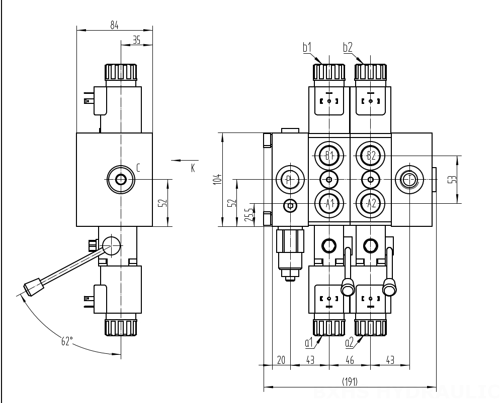 DCV58 ملف لولبي صمام 2 صمام اتجاهي قطاع drawing image