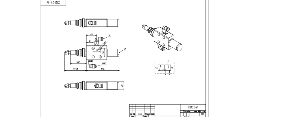 XQF-22W هوائي صمام 1 صمام اتجاهي كتلة واحدة drawing image