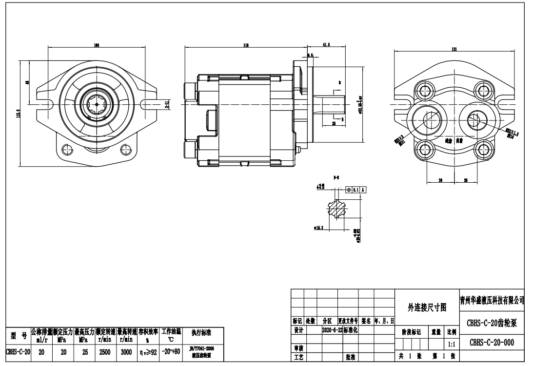 CBHS-C20 20 سم مكعب/لفة مضخة التروس الهيدروليكية drawing image