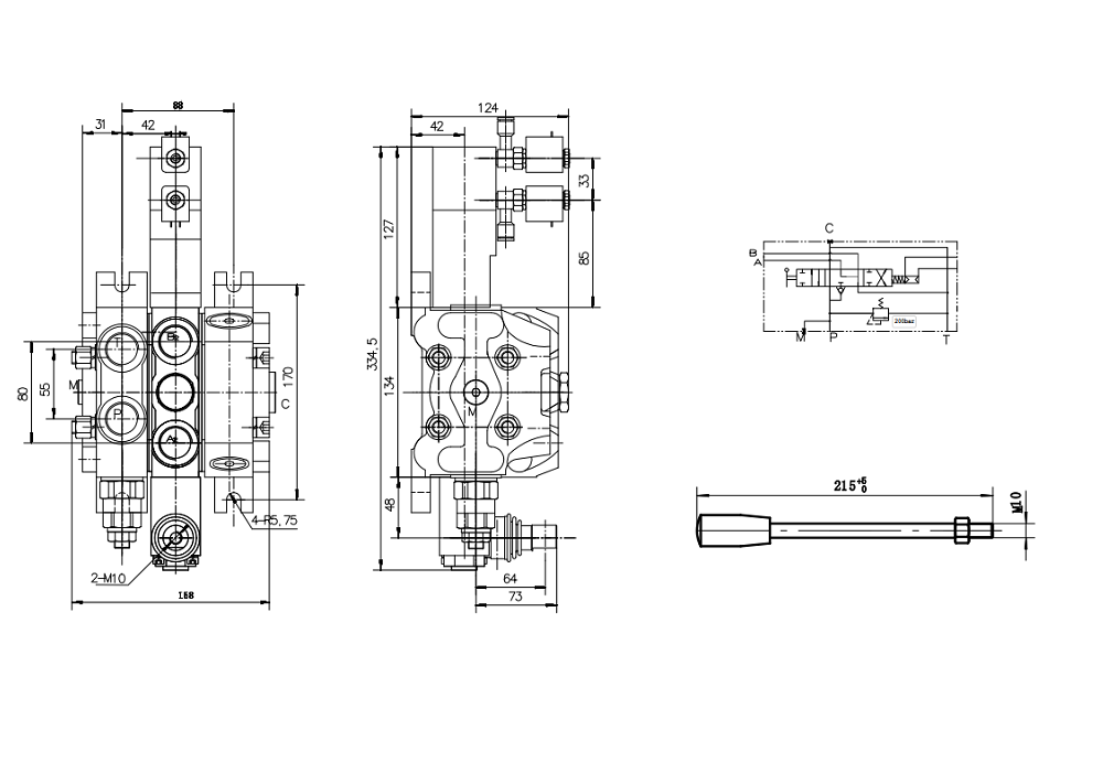 DCV100 هوائي صمام 1 صمام اتجاهي قطاع drawing image