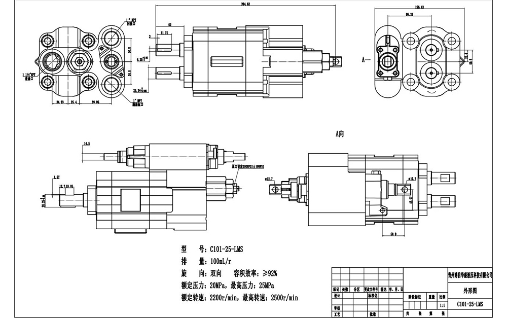 C101-25-LAS 112 سم مكعب/لفة مضخة التروس الهيدروليكية drawing image