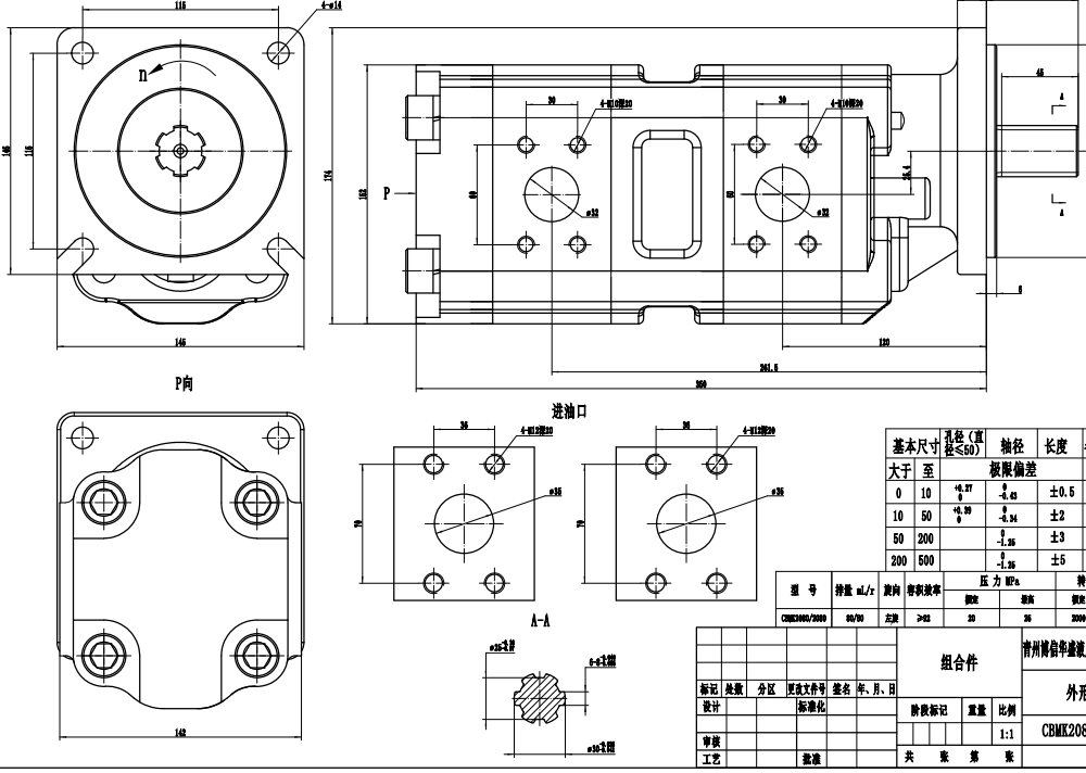 JHP2080-2080 80 سم مكعب/لفة مضخة التروس الهيدروليكية drawing image