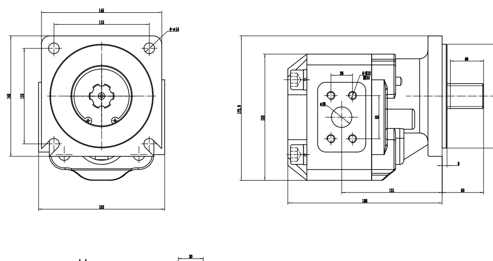 JHP2063 63 سم مكعب/لفة مضخة التروس الهيدروليكية drawing image