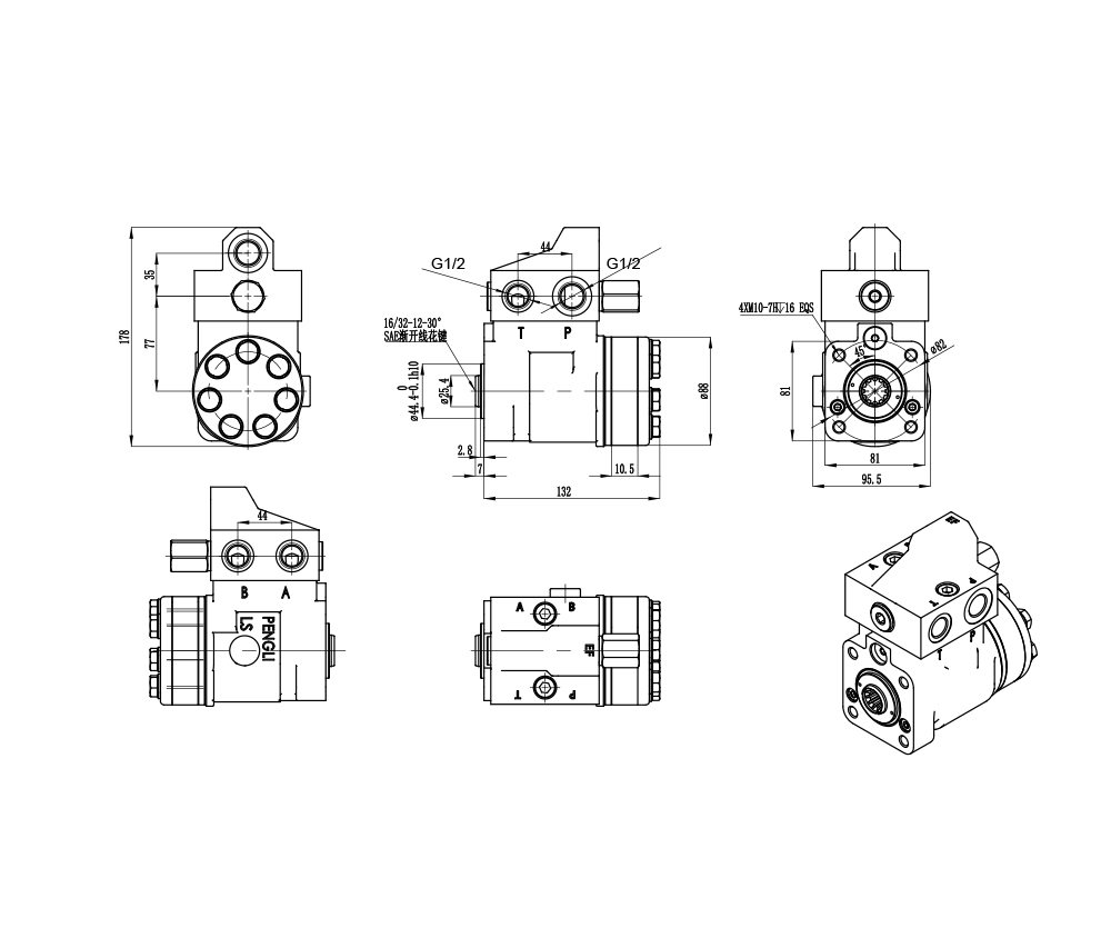 101S-5T-50-PV40 ٥٠ مل/د ٥ لتر/دقيقة وحدة التوجيه drawing image