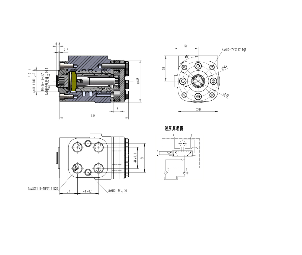 BZZ1-E100C ١٠٠ مل/د ٧.٥ لتر/دقيقة وحدة التوجيه drawing image