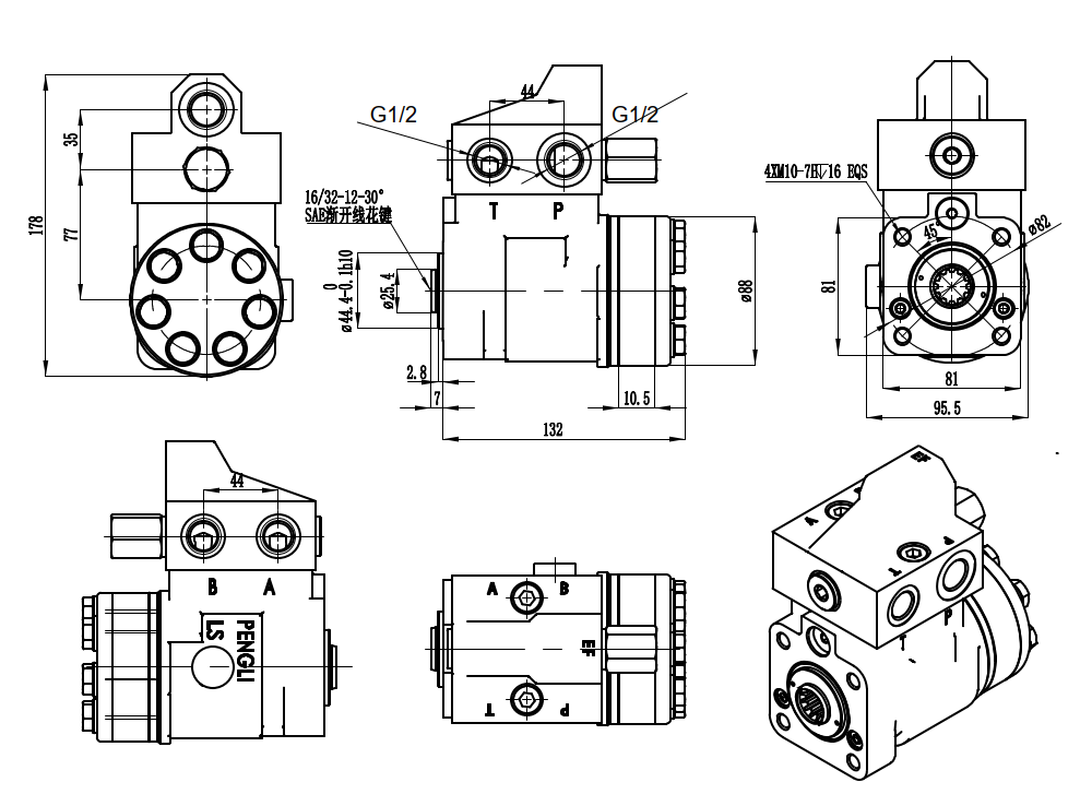 101S-5T-100-PV80 ١٠٠ مل/د ١٠ لتر/دقيقة وحدة التوجيه drawing image
