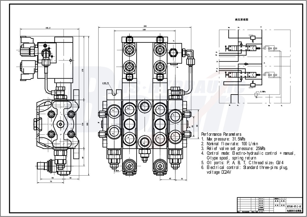 Distributors Wanted: DCV100-OT-J-OT Electro-Hydraulic Directional Valves drawing image