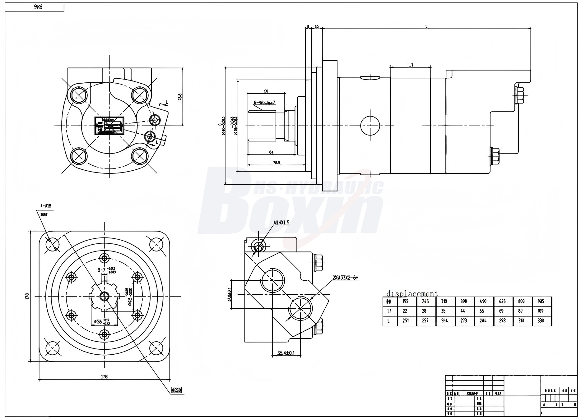 Factory Supply BM6 Cycloid Hydraulic Motor 245 cc/r 150 Lpm drawing image