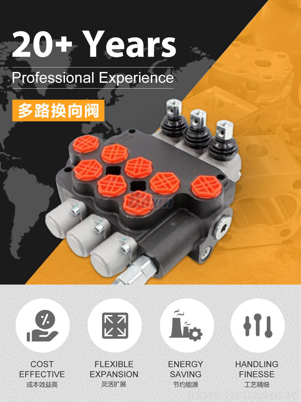 P80-G34-3OT 3 Spool Monoblock Valve | Distributor & Wholesaler Inquiries Welcome